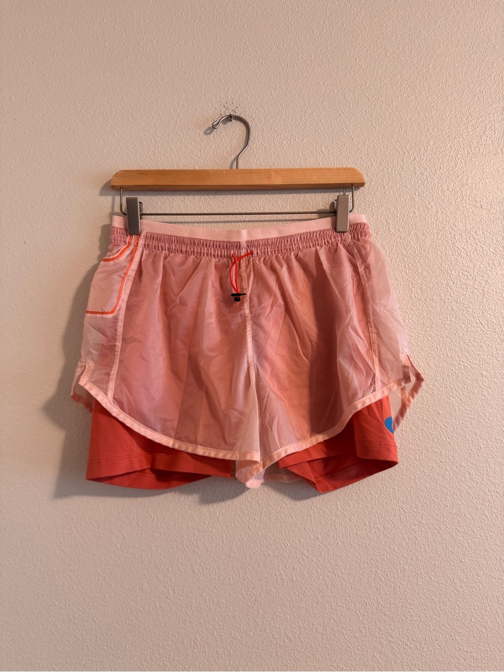 Nike Two-Layer Pink and Coral Athletic Shorts